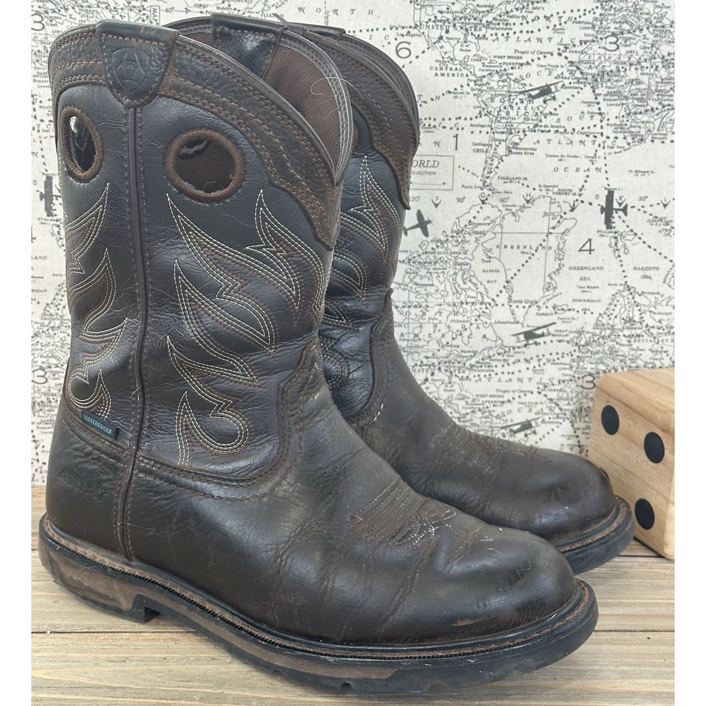 ARIAT WORK 11" Boots Groundwork Soft Toe Waterproof Dark Brown 8.5 D Men's